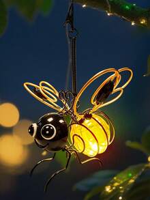 Luzes de Abelha para Exterior - Luzes Decorativas de Abelha Solares Penduráveis com Mola - Luzes Solares Penduráveis para Exterior, Adequadas para Decoração de Jardim, Quintal, Pátio, Varanda e Presentes de Aniversário (Amarelo) - amarelo - Visão 7