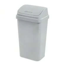 Kitchen Trash Can, 13 Gallon Plastic Garbage Bin With Swing Top Lid, Light Gray - gray - View 9