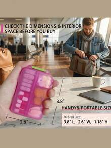 Tragbarer 7-Tage-Pillenorganizer mit 300 Medikamentenetiketten, Mini-Reise-Täglicher Pillenkasten, Medikamentenlagerbox, Pillenorganizer mit Medikamentenetikett, für Reisen, Zuhause - Verschiedenfarbig - Übersicht 6