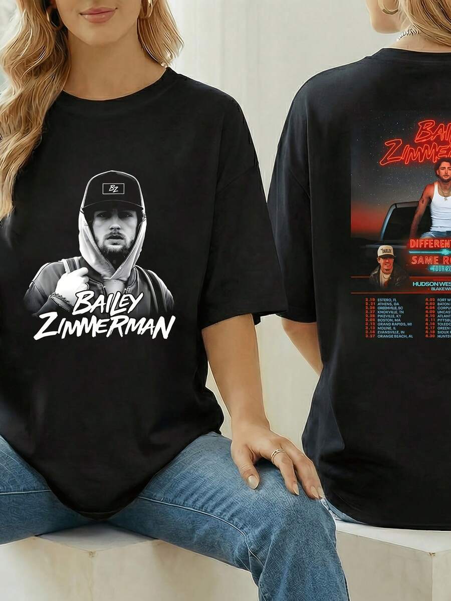 Bailey Tour 2026 Shirt Bailey Different Night Same Rodeo Bailey Fan Gift Merch Country Music Tee - Black - View 1