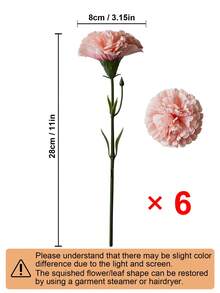 1支/3支/6支仿真康乃馨，丝绸花茎，适用于葬礼布置、婚礼花束、花圈装饰、DIY手工、情人节、礼物、生日、毕业典礼、花园装饰、户外植物、园艺、仿真花 - 淺粉色 - 查看 8
