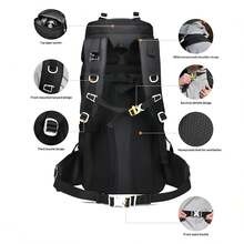Outdoor Hiking Backpack 48L, Unisex Tactical Outdoor Travel Backpack - Black - View 8