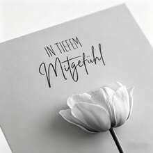German Sympathy Card With Kraft Envelope, Minimalist Black & White Tulip Condolence Card, Elegant Grief & Bereavement Card - A - View 5