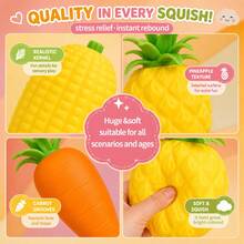 1pc Extra Large Realistic Pineapple Squeeze Ball, Soft Pressure Relief Toy, Slow Rebound Sensory Toy, Fun Squeezing Toy For Kids, Party Favor, Birthday Gift - Multicolor - View 7