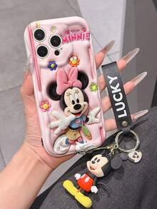 This Disney Mickey Mouse Lanyard Phone Case Is Fully Covered In TPU Material. It's Shockproof, Lightweight, And Compatible With IPhone17/16/11/13/15/15 Plus/15 Pro/15 Pro Max/12/14 Pro Max/11 Pro Max/12 Pro/12 Pro Max/13. This Phone Case Makes A Popular Birthday Gift Or Business Gift; It's Durable, Stain- And Fingerprint Resistant, And Suitable For Both Men And Women. The Set Also Includes A Mickey Mouse Phone Case And A Mickey Mouse Plush Bracelet. It's A Perfect Gift For Friends And Family. This Stylish Phone Case Is Fun, Lightweight, And Durable. IPhone17 Pro Max Phone Case, Minnie Mouse Phone Case. - 白色 - 查看 3