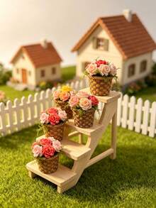 1pc Small Potted Plant Model Accessory, Mini Decorative Flower Pot, Miniature Scene Accessory, Architectural Model Decor, Miniature Scene Accessory, Model Photography Prop, Small Potted Plant, Gardening Gift, Home Decor - K - View 3