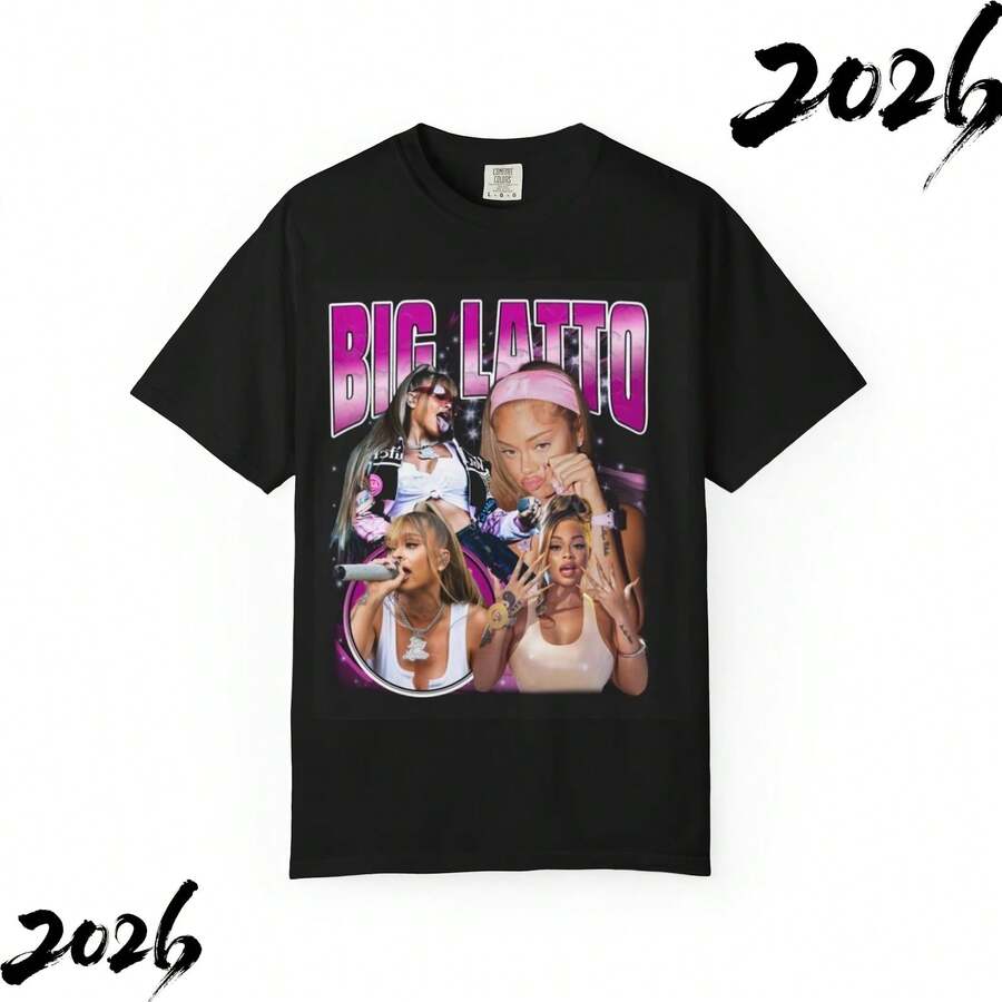 Big1 Latto1 Collage T-Shirt  Rapper Latto Graphic Tee, Hip Hop Tour Shirt - Black - View 1