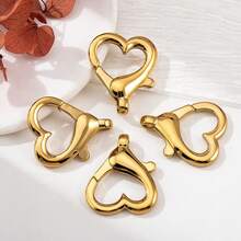 2pcs Stainless Steel Heart Shaped Spring Clasp, Gold Color Jewelry Findings Suitable For DIY Bracelet Necklace Connector - Stainless Steel Buckle - View 8