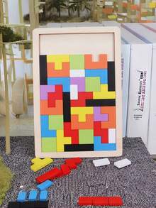2pcs Wooden 3D Colorful Building Block Puzzle, Logic Thinking Training, Concentration Development, Parent-Child Interaction - Multicolor - View 4