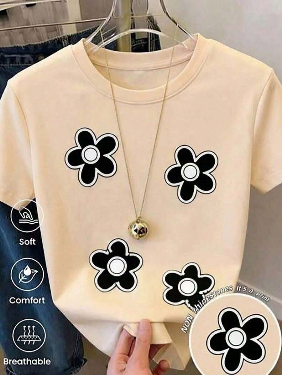 Nueva camiseta de manga corta con cuello redondo para mujeres, diseño estival, con un sencillo y moderno estampado de letras, transpirable y absorbe la sudoración. Envío exprés desde almacén local, modelo para parejas, ropa de pareja-Lightweight  Soft Fabric