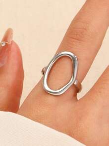 1 chiếc nhẫn hở bằng thép không gỉ không đối xứng, nhẫn kim loại hình học thời trang dành cho nữ, có thể điều chỉnh kích cỡ, thích hợp làm quà tặng cho Ngày của Mẹ, Lễ tốt nghiệp, Lễ Tạ ơn, Ngày Nhà giáo, sinh viên, người đi du lịch. - Nhiều màu - Xem 4