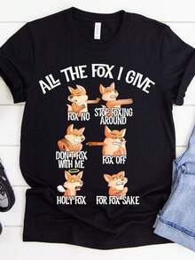 Funny Fox Pun S1Hirt, Red Fox Lover T1EE, All the Fox I G, Stop Foxing Around, Don't Fox With Me, Fox Off, Holy Fox For Fox Sake. - Negro - Ver 2