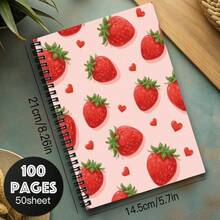 1pc Spiral Bound Notebook With Horizontal Lines - Featuring A Circular Spiral Binding System, Suitable For School, Office, Diary, And Planner Use - Elegant Fruit Pattern Notebook, Suitable As A Unisex Gift For Colleagues, Students, Teachers, Etc. - F - View 3