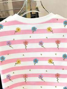 Camiseta de manga corta con estampado floral, camiseta de verano, blusa refrescante para damas, camiseta estética - Multicolor 9 - Ver 3