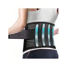 Adjustable Breathable Mesh Waist Support Belt With Reinforced Panel, Elastic Compression Trainer Suitable For Sports, Fitness And Weightlifting - Black - View 11
