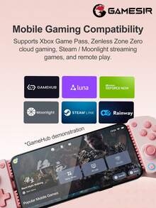 Tay cầm chơi game GameSir X5 Lite dành cho iPhone 15 16 17 Series, tương thích với máy tính bảng iOS Android, chiều dài cần điều khiển 105-213mm, cần điều khiển hiệu ứng Hall, trọng lượng nhẹ, thiết kế công thái học, tương thích với Game Pass, Zenless Zone Zero, chơi game trên đám mây, Steam/Moonlight Streaming Games, Remote Play, màu hồng. - Hồng - Xem 4