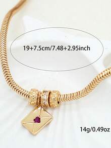 1 pieza Pulsera minimalista y elegante con sobre y dije de corazón, accesorio versátil - Dorado - Ver 3