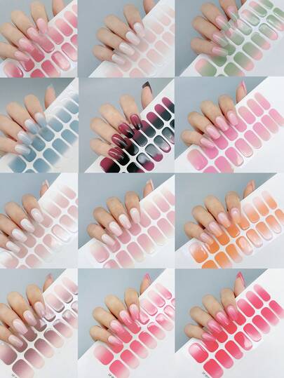 16/80/96pcs Ombre Nail Stickers Set, Spring/Summer Nail Stickers, Mother's Day Nail Stickers, Easy Peel And Stick Creative Nail Art Decals