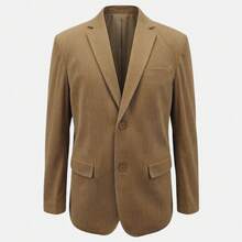 Officeau Men's Old Money Khaki Corduroy Blazer, For Business Formal/Evening Events - Khaki - View 4