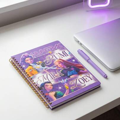  MINISO - "Enerjik K-POP Kız Grubu Serisi A5 Spiralli Defter", Çizgi Film ve Anime Desenli Tasarım, Renkli Sayfalar İçerir, Hayranlar İçin İdeal, Çalışma ve Ofis Kırtasiyesi İçin Uygundur