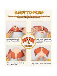 1套動物摺紙手工套裝,3D DIY 紙摺套組含54張摺紙與說明書,學生手工學習藝術繪畫用品,初學者手工藝訓練,美術用品,文具用品,學校用品 - 方形 - 查看 7