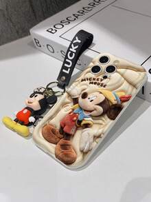 Disney Mickey Mouse Clubhouse Phone Case : 3D Fluffy Pattern Border Protector Phone Soft Phone Case With A Free Cute Mickey Bracelet Chain Lanyard, Mickey, Minnie, Goofy, Donald Duck, Daisy Duck, Pluto, For Apple 17 Promax 17 Pro 16 15 14 13 12 11 Pro Max XS Max X XR Soft Cover Summer Phone Case - 白色 - 查看 7