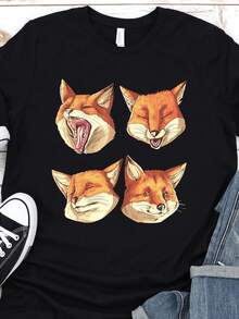Funny Fox T1S1Hirt, Red Fox S1Hirt, T1EE For Fox Lover, Animal S1Hirt, Gift For B1O, UniS1ex Graphic T1EE, Gir1l1l Fox S1Hirt, Cute Fox Gift. - 黑色 - 查看 1
