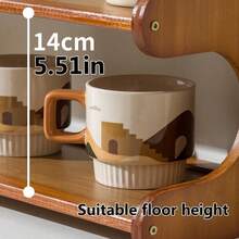 3-Tier Wooden Countertop Storage Cabinet, Mug Display Stand, Desktop Mini Bookshelf, Multipurpose Storage Shelf, Condiment Organizer, Kitchen Counter Shelf, Computer Desk Open Storage Compartment, Perfect For Home, Office, Dormitory, Kitchen, Coffee Bar And Tea Room - Màu nâu  Mocha - Xem 6