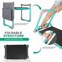 Garden Kneeler And Seat, 2-In-1 Foldable Garden Bench With Non-Slip EVA Foam Pad, Storage Bags, Glove, Portable Gardening Stool For Kneeling & Sitting, Ideal For Gardeners, Patio, Fishing - Default - View 4