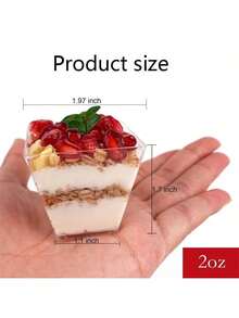 Reusable Transparent Square Dessert Cups, Suitable For Snacks, Chocolate, Ice Cream, Fruits, Cakes, Mousse, Pudding, Appetizers, Applicable For Restaurants, Family Gatherings, Parties, Wedding Decorations - View 8