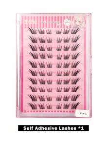 60pcs Self-Adhesive Natural False Eyelashes, C-Curl Cartoon Fox Eye Self-Adhesive Cluster Lashes, No Glue Needed, DIY Individual Eyelash Extensions, Suitable For Daily Wear, Work Commute, Travel, Gifts, Parties, Etc. - C - View 9
