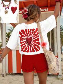 Cotton T-shirts for Women Oferta limitada en tiempo limitado Promoción de nuevo lanzamiento Nuevos productos de la temporada Funny T-shirts Minimalist Vacation Outfits,Spring,Resort Wear Women,Spring Outfits For Women HRSC - Blanco - Ver 3