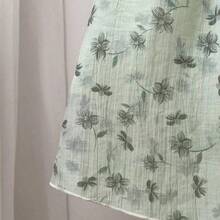 Vestido atado a cuadros florales elegante de talla grande , primavera/verano - Verde - Ver 5