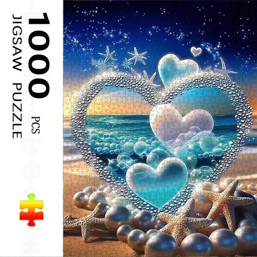 1盒1000片拼图，50*70厘米/19.7*27.6英寸 - 海洋之心主题，大型拼图，成人礼物，DIY手工，适合家居、客厅、办公室装饰，无框，圣诞节、万圣节、母亲节、新年、复活节礼物