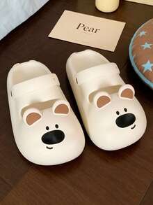 Women's Thick-Sole Sandals, Waterproof Platform Slip-On Slippers, Cute Pug Design, Breathable, Non-Slip, Shock-Absorbing, Suitable For Indoor/Outdoor, Garden, Beach, Spring/Summer - White - View 6