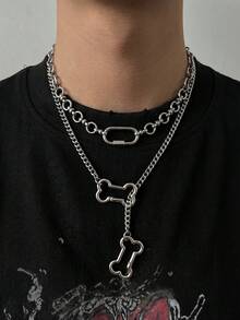 2件套高品质骨质U型金属项链，银色，适合日常佩戴和音乐节装扮 - 彩色 - 查看 6