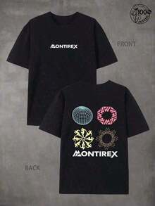 Spherical Pattern T-Shirt, Casual Fashion Street T-Shirt, And Print, Clothing, Streetwear, Graphic T-Shirt, 220g Pure Round Neck Short Sleeved T-Shirt, Suitable For Mountain Peaks, Outdoor Sports, And Communicating Wear, For Daily Wear In Spring And Summer, T-Shirt, Gifts - Black - View 3