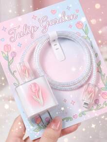 1 套 1.5 米苹果 18W/20W 通用充电线整理套装：绕线器、防弯折线缆保护套、TPU 软壳、固定带（5 件套：保护套 + 1 对翼片 + 绕线器 + 扎带） - 彩色 - 查看 1
