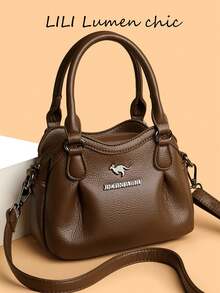 Bolso de mano de piel sintética, bolso de hombro para mujeres en múltiples colores, adecuado para ir al trabajo, compras, uso diario, espacioso pero ligero, apropiado para damas maduras y estudiantes, con decoración texturizada y correa ajustable desmontable - Multicolor - Ver 10