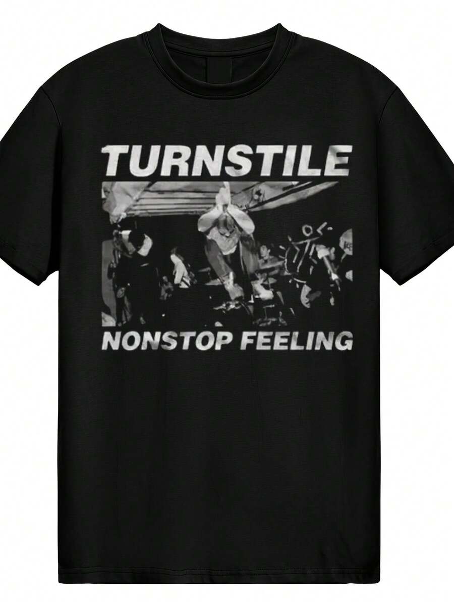 Uni Black T-Shirt Nstop Feeling Tee Music Band - Black - View 1