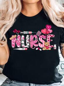 Camiseta de Enfermera para el Día de San Valentín, Regalo para Enfermeras, Camiseta de Enfermera, Camiseta para Personal - Negro - Ver 1