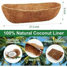 2pcs 24-Inch (Approx. 60.9cm) Coco Fiber Liner - Coco Liner For Window Boxes, Fence Planters | Coco Liner For Hanging Baskets, Planter Box Liners, 24-Inch (Approx. 60.9cm) Coconut Fiber Liner, Suitable For Planters. - A - View 2