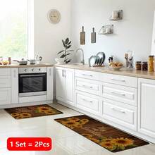 1pc Sunflower Pattern Printed Linen Kitchen Rug, Bathroom Mat, Doormat, 3D Floral Rectangle Carpet For Living Room, Bedroom, Hallway, Bathroom, Laundry Room - Polyester Rug For Indoor And Outdoor Home Decor - Multicolor - View 13
