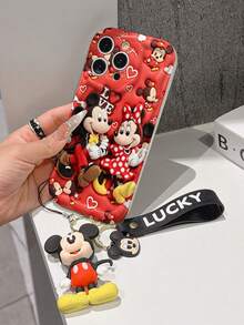 This Disney Mickey Mouse Lanyard Phone Case Is Fully Covered In TPU Material. It's Shockproof, Lightweight, And Compatible With IPhone17/16/11/13/15/15 Plus/15 Pro/15 Pro Max/12/14 Pro Max/11 Pro Max/12 Pro/12 Pro Max/13. This Phone Case Makes A Popular Birthday Gift Or Business Gift; It's Durable, Stain- And Fingerprint Resistant, And Suitable For Both Men And Women. The Set Also Includes A Mickey Mouse Phone Case And A Mickey Mouse Plush Bracelet. It's A Perfect Gift For Friends And Family. This Stylish Phone Case Is Fun, Lightweight, And Durable. IPhone17 Pro Max Phone Case, Minnie Mouse Phone Case. - 白色 - 查看 2