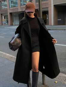 Abrigo de mujer de moda y versátil, otoño/invierno - Negro - Ver 6
