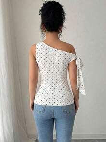 Camiseta de tirantes finos de unicolor elegante para mujer, para el verano - Blanco y Negro - Ver 2