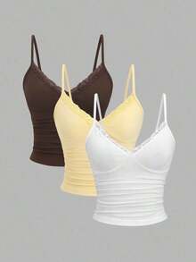 Conjunto de camiseta con volantes y encaje sexy de estilo - Multicolor 4 - Ver 6