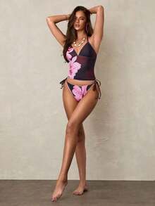 Conjunto de bikini a cuadros de cereza dulce - Morado Violeta - Ver 5