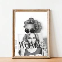 1 Tranh nghệ thuật treo tường phong cách cổ điển đen trắng, hình ảnh phụ nữ retro, tranh in trên vải canvas, phong cách bìa tạp chí, poster trang trí thẩm mỹ độc đáo cho phòng khách, phòng ngủ, văn phòng, nhà cửa, quà tặng cho phái nữ. Có thể mua tranh không khung hoặc có khung. - Nhiều màu - Xem 3