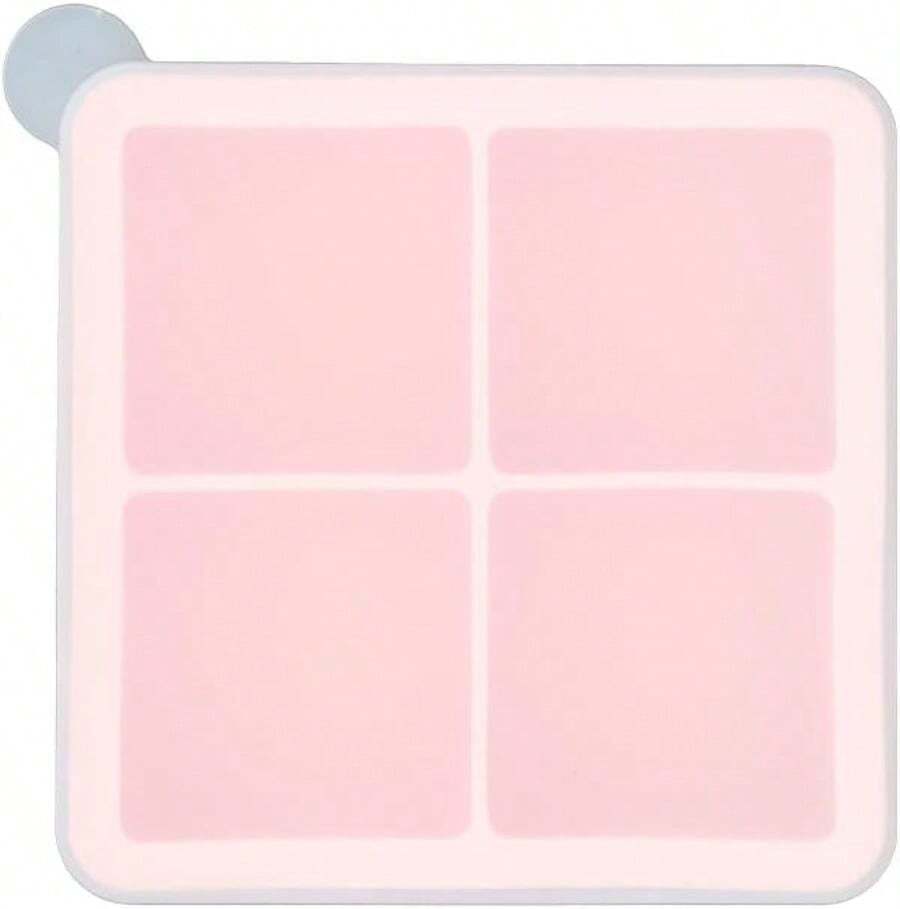 Baby Food Freezer Tray, Pink 4-Cavity Silicone Tray, Large Capacity Baby Food Storage Mold With Lid, , Easy Release Ice Mold For Breast Milk, Puree, Toddler Food - 杏色 - 查看 1